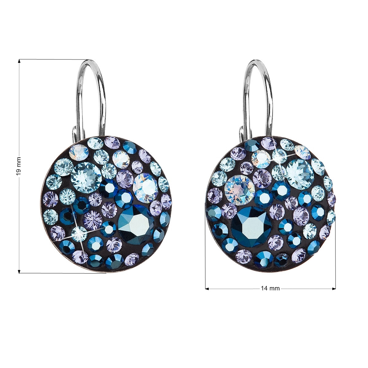 Strieborné závesné náušnice s kryštálmi Crystals from Swarovski ®, Blue Style