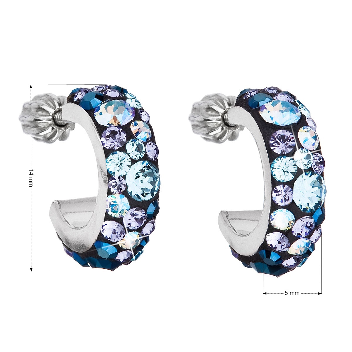 Stříbrné náušnice kruhy s krystaly Crystals from Swarovski®, Blue Style EG2031-BS