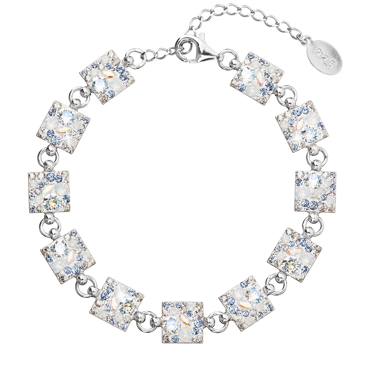 Strieborný náramok s kryštálmi Crystals from Swarovski ® Light Sapphire