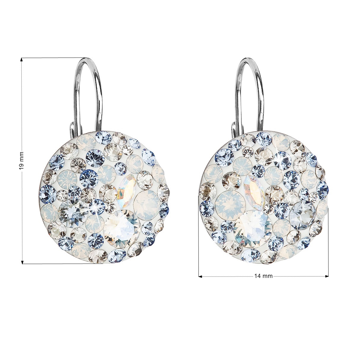 Strieborné závesné náušnice s kryštálmi Crystals from Swarovski ®, Light Sapphire