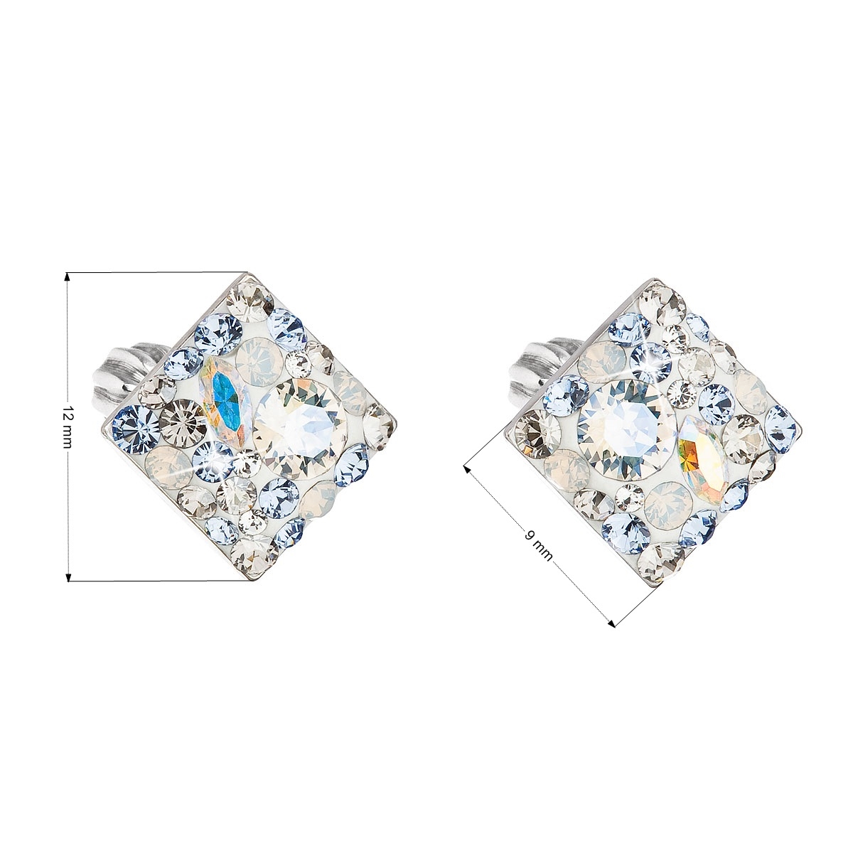Strieborné skrutkovacie náušnice s kryštálmi Crystals from Swarovski ®, Light Sapphire