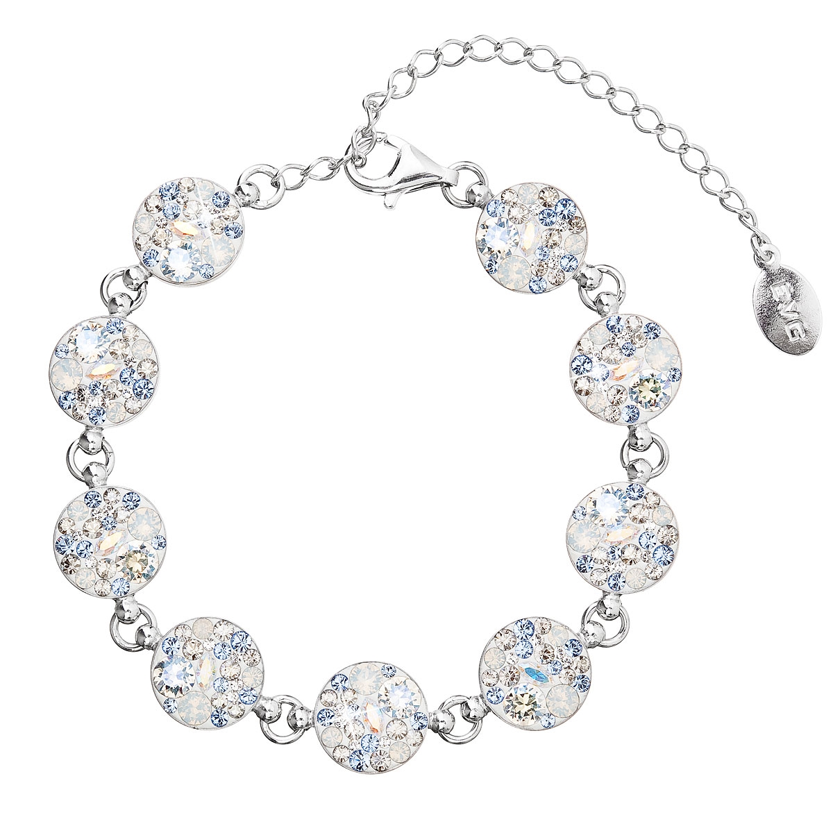Stříbrný náramek s krystaly Crystals from Swarovski® Light Sapphire EG7004-LS
