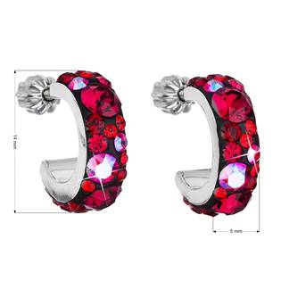 EVOLUTION GROUP CZ Stříbrné náušnice kruhy s krystaly Crystals from Swarovski®, Cherry - 31118.3 Cherry