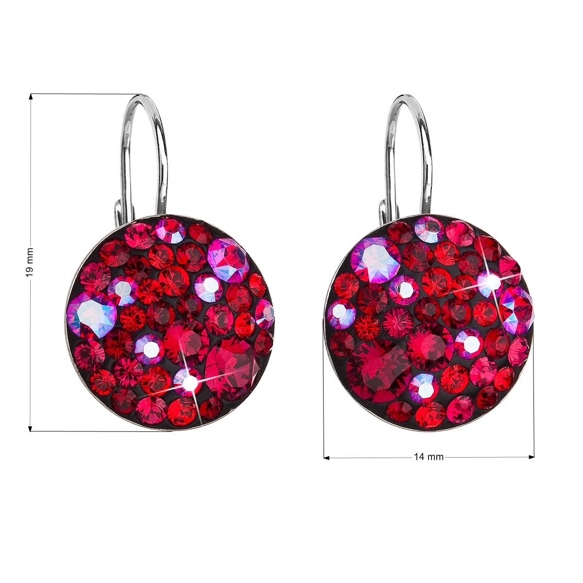 Strieborné závesné náušnice s kryštálmi Crystals from Swarovski ®, Cherry