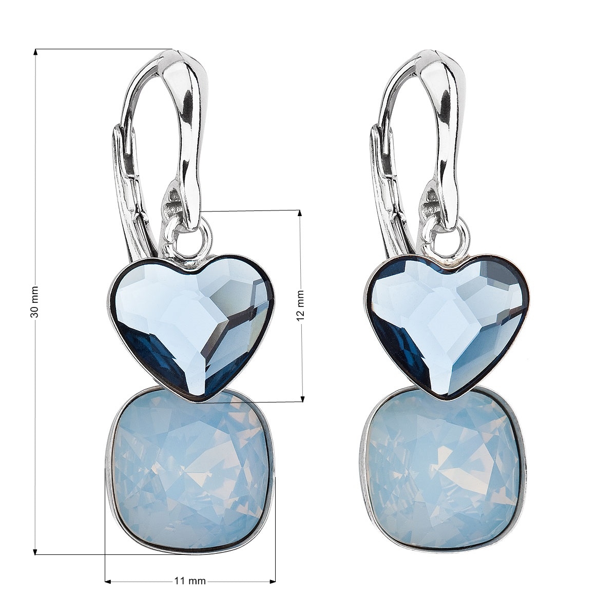 Strieborné náušnice s kameňmi Crystals from Swarovski ® Denim Blue, Blue Opal