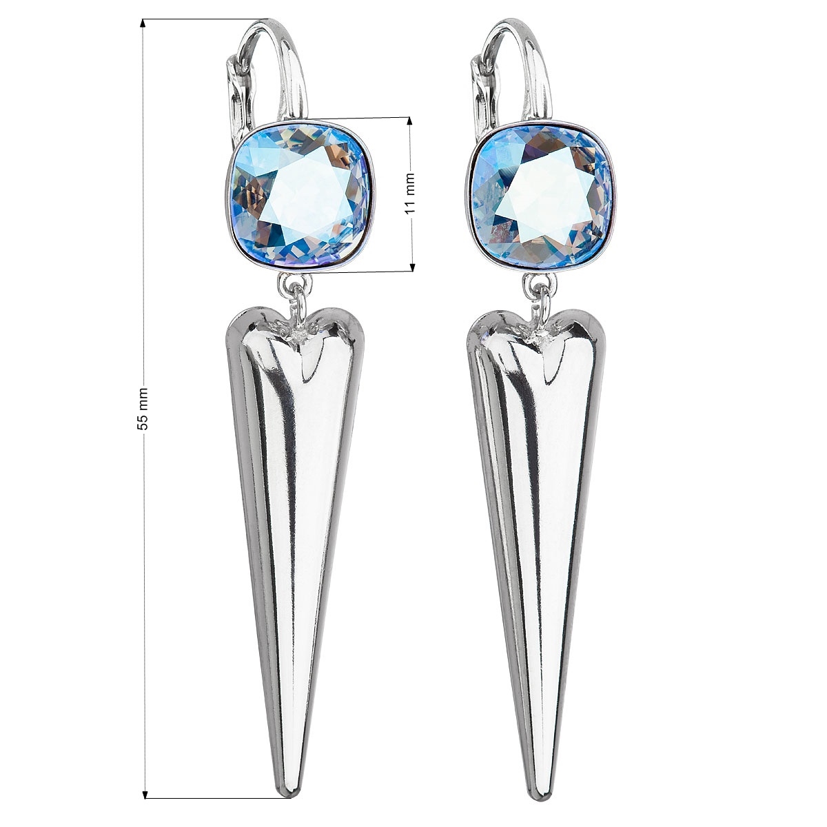 Strieborné náušnice s kameňmi Crystals from Swarovski ® Light Sapphire Shimmer