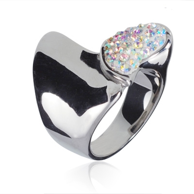 Oceľový prsteň zdobený kryštálmi RSW1022