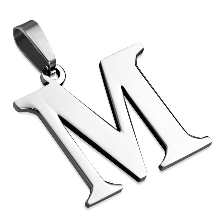 Oceľový prívesok - písmeno - iniciálka M