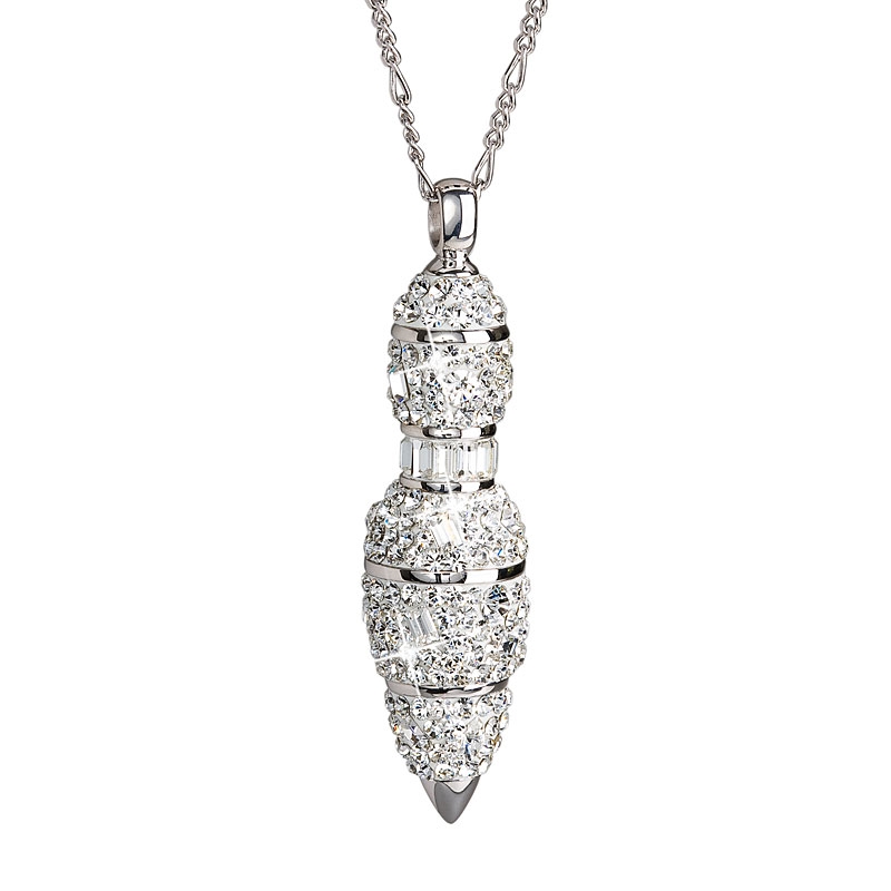 Stříbrný náhrdelník s krystaly bílý EG4056