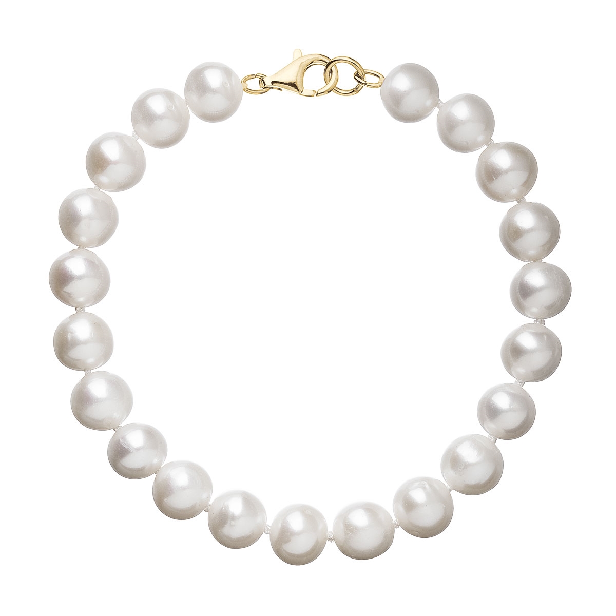 Perlový náramek bílý z pravých říčních perel se zlatým 14 karátovým zapínáním 923003.1 EGZ010-WH