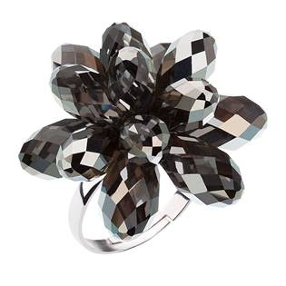 EVOLUTION GROUP CZ Stříbrný prsten s krystaly Crystals from Swarovski® Silver Night - velikost universální - 35023.5
