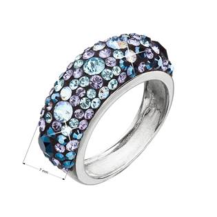 EVOLUTION GROUP CZ Stříbrný prsten s kameny Crystals from Swarovski® Blue Style, - velikost 58 - 35031.3