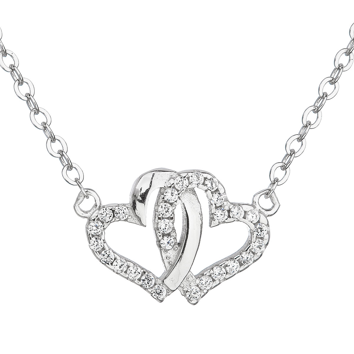Stříbrný náhrdelník se zirkonem bílé srdce EG4060
