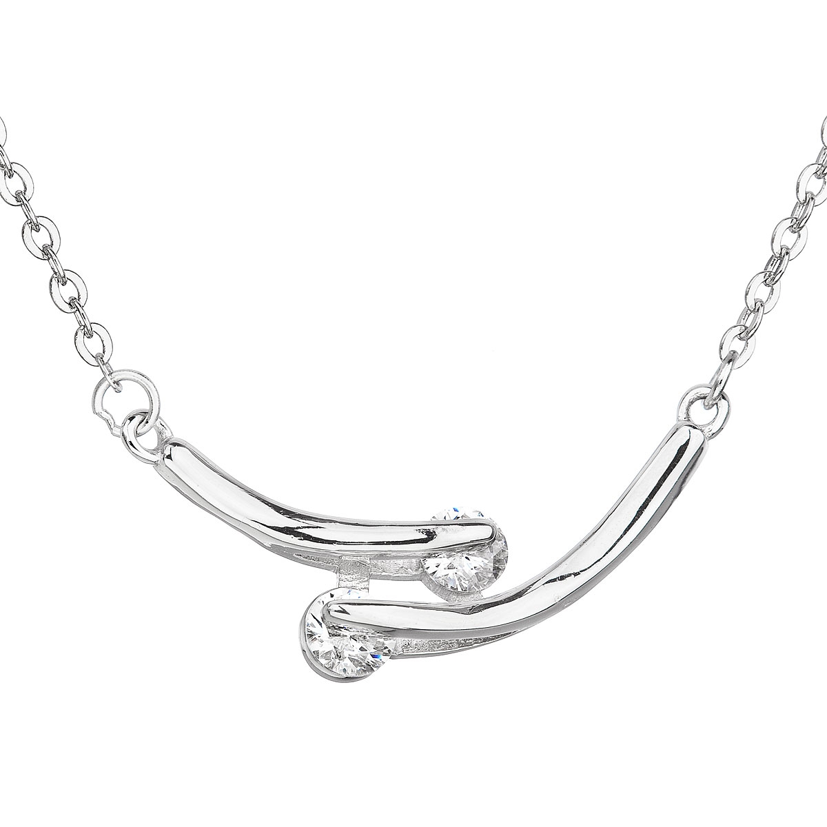 Stříbrný náhrdelník se 2ma zirkonem čiré barvy EG4071