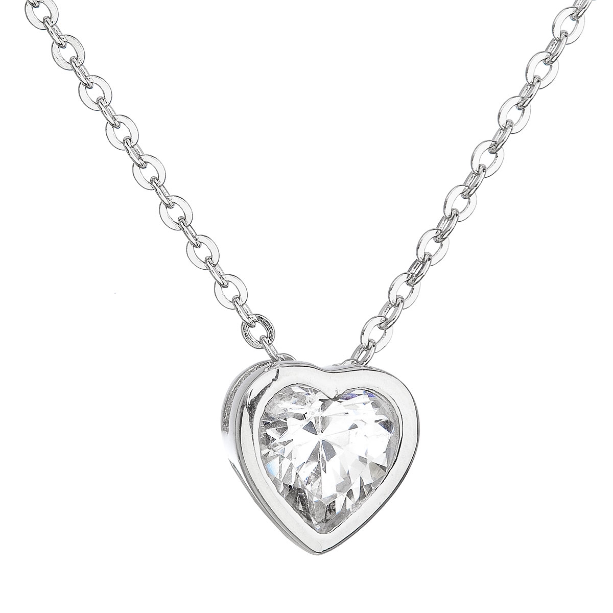 Stříbrný náhrdelník se zirkonem bílé srdce EG4062
