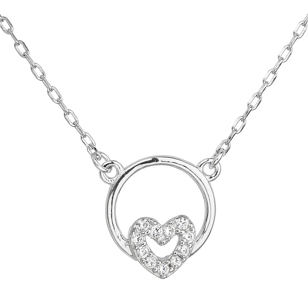 Stříbrný náhrdelník se zirkonem bílé srdce EG4063