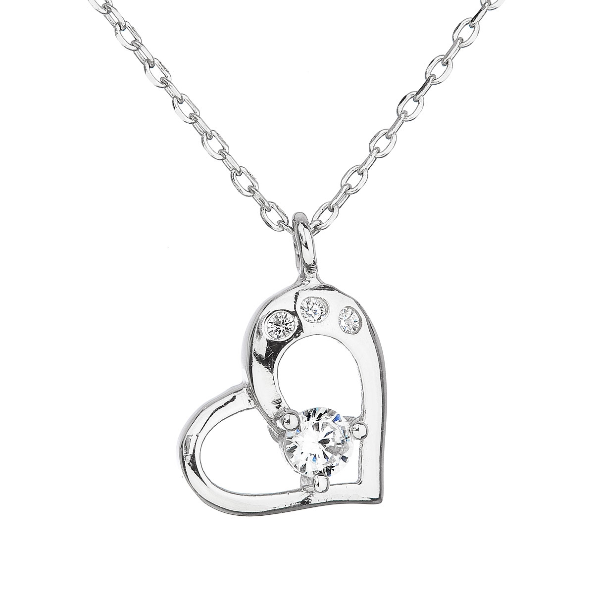 Stříbrný náhrdelník se zirkonem bílé srdce EG4064