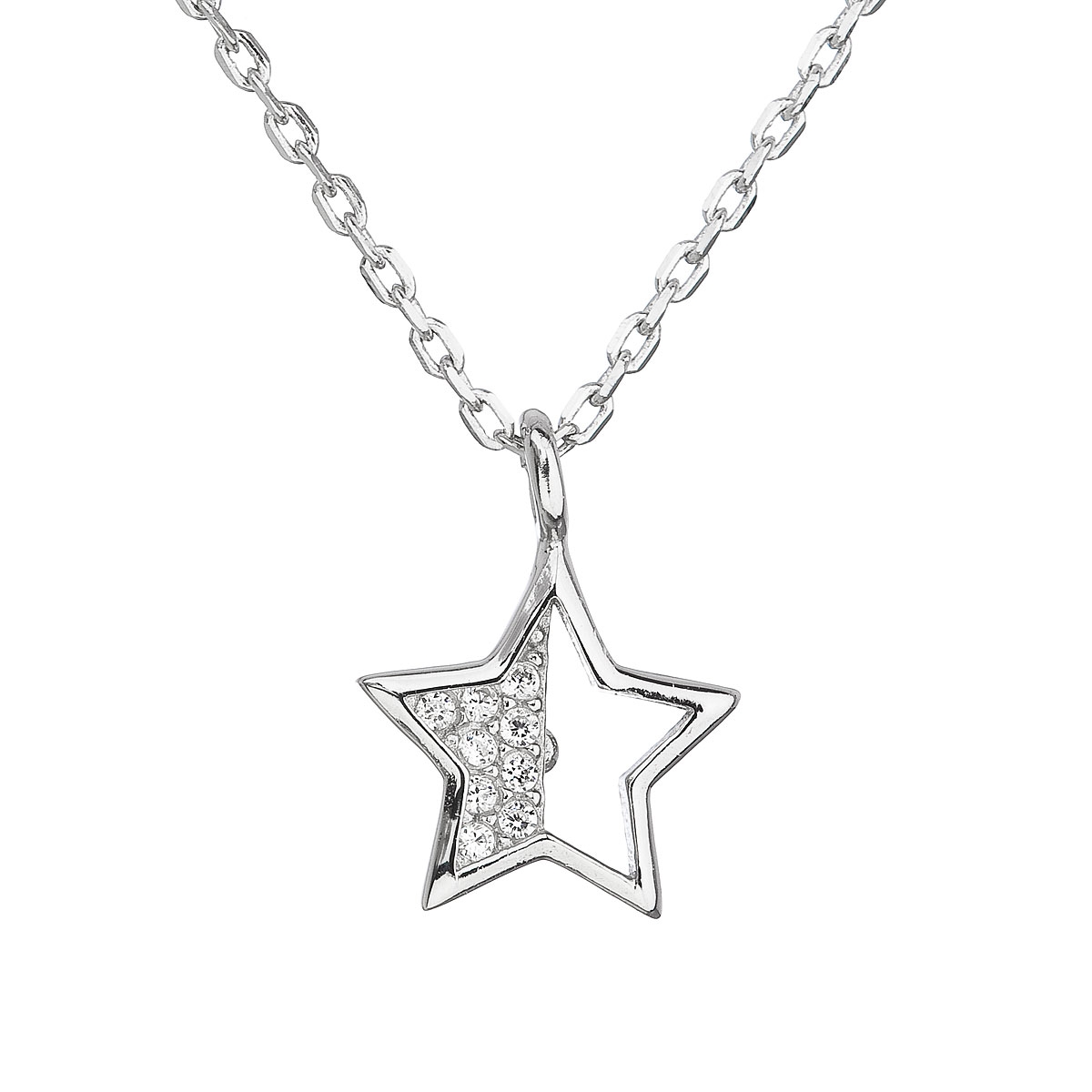 Stříbrný náhrdelník se zirkonem bílá hvězdička EG4058