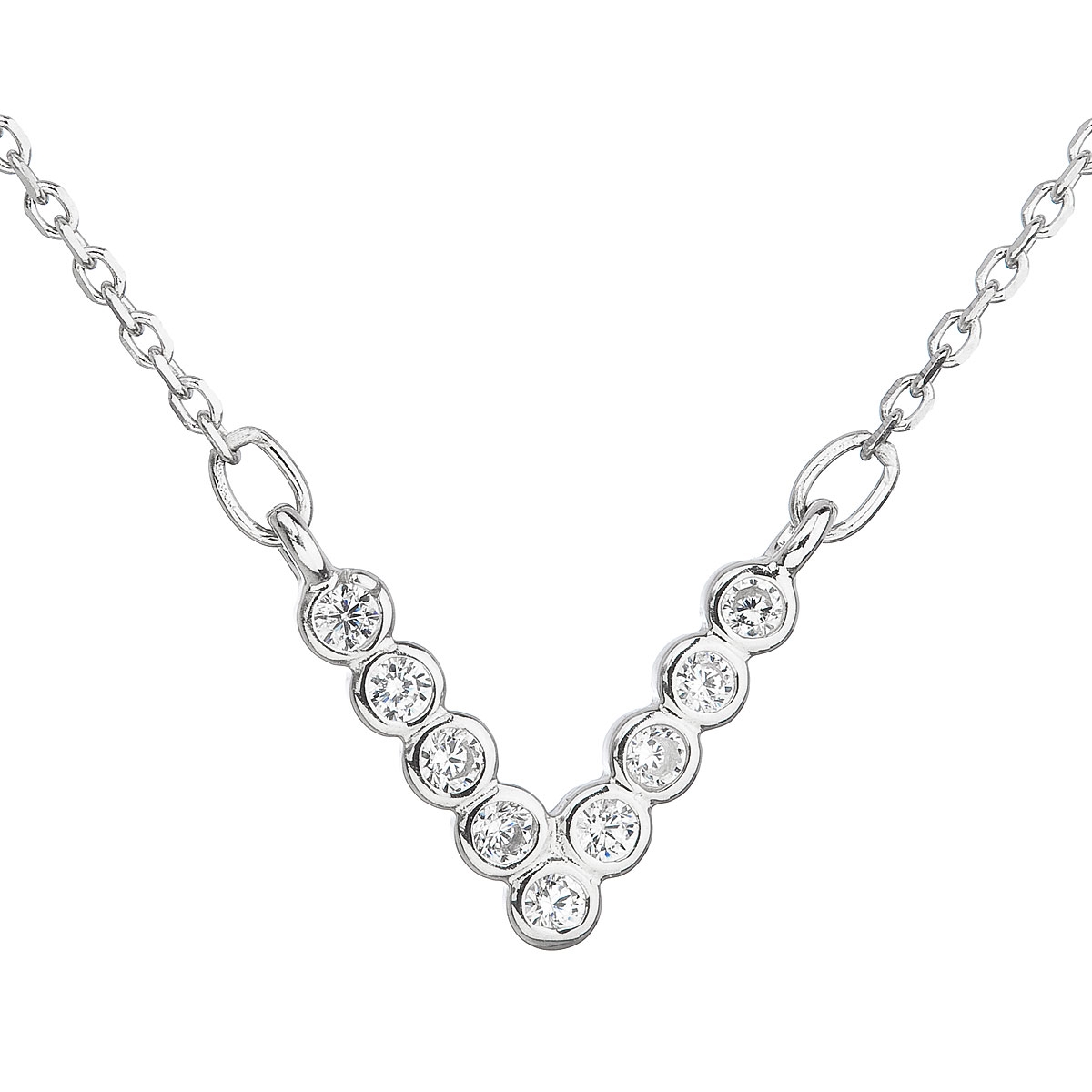 Stříbrný náhrdelník s čirými zirkony EG4076