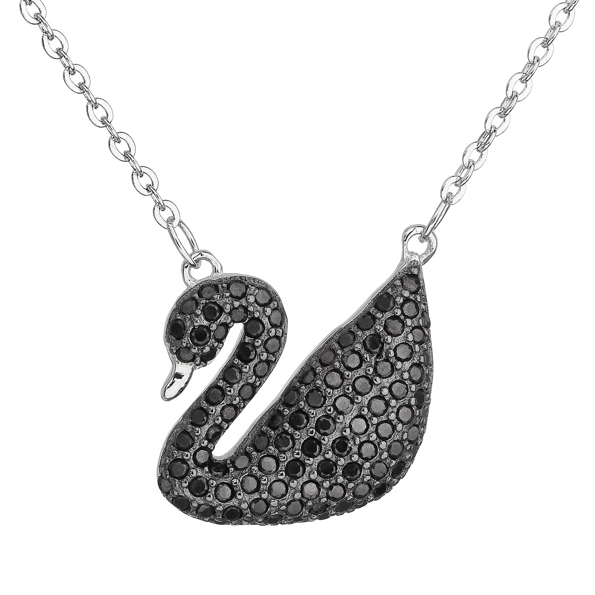 Stříbrný náhrdelník černá labuť se zirkony EG4070
