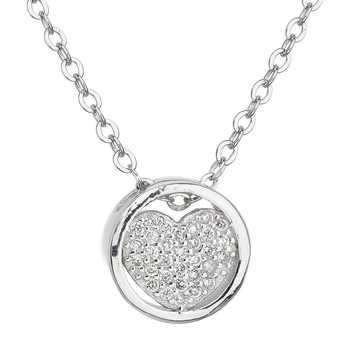 Stříbrný náhrdelník se zirkonem bílé srdce EG4065