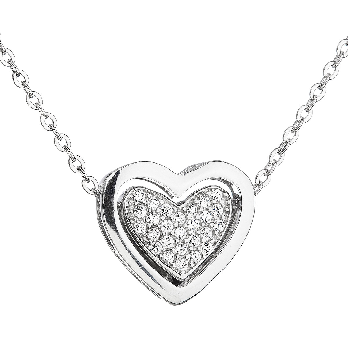 Stříbrný náhrdelník se zirkonem bílé srdce EG4066