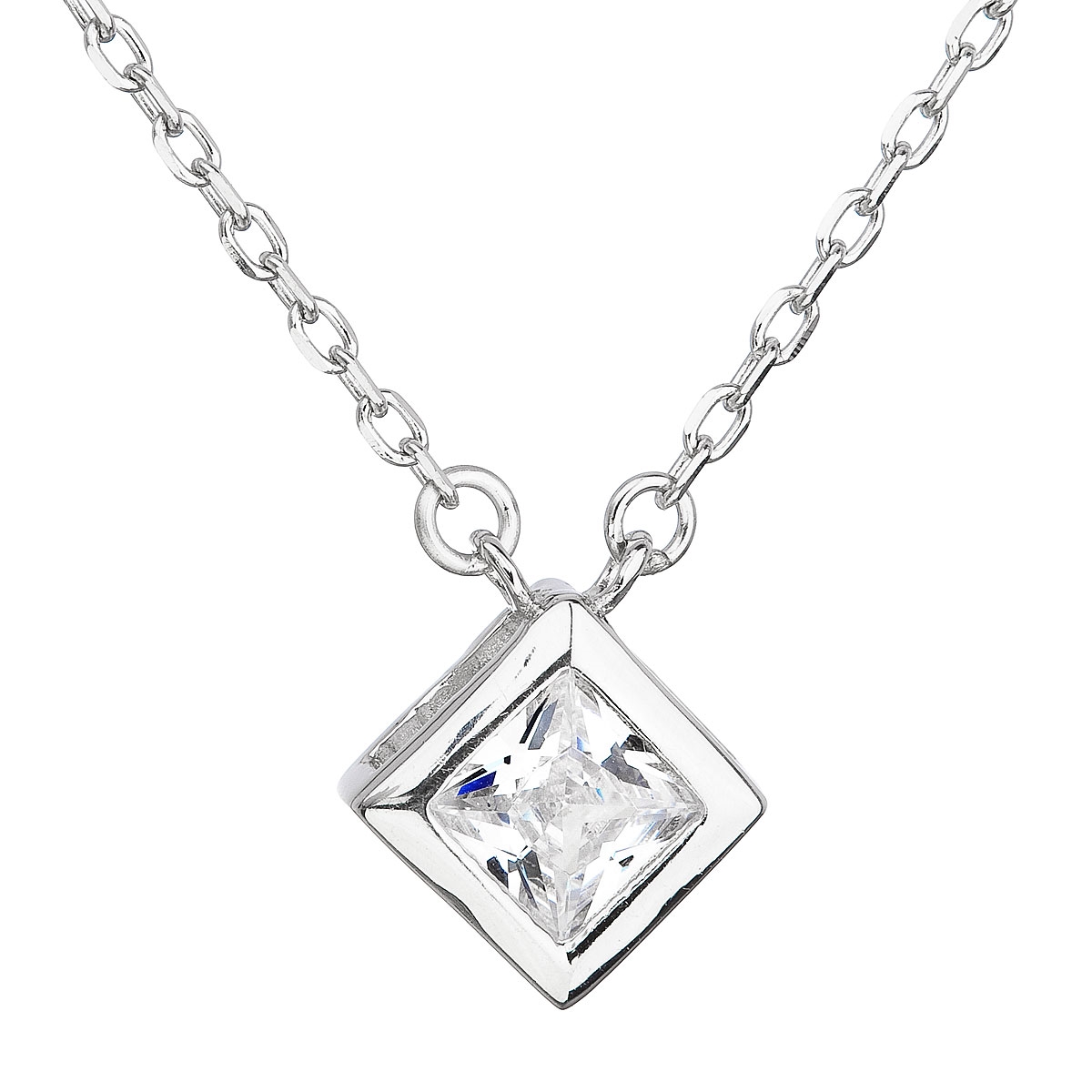 Stříbrný náhrdelník se čtvercovým zirkonem EG4067