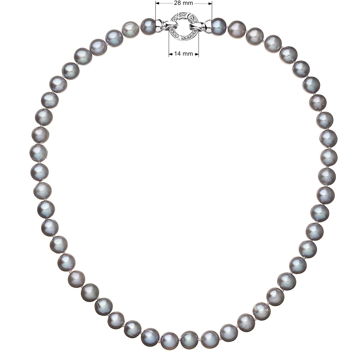 Perlový náhrdelník z pravých říčních perel šedý EG4232
