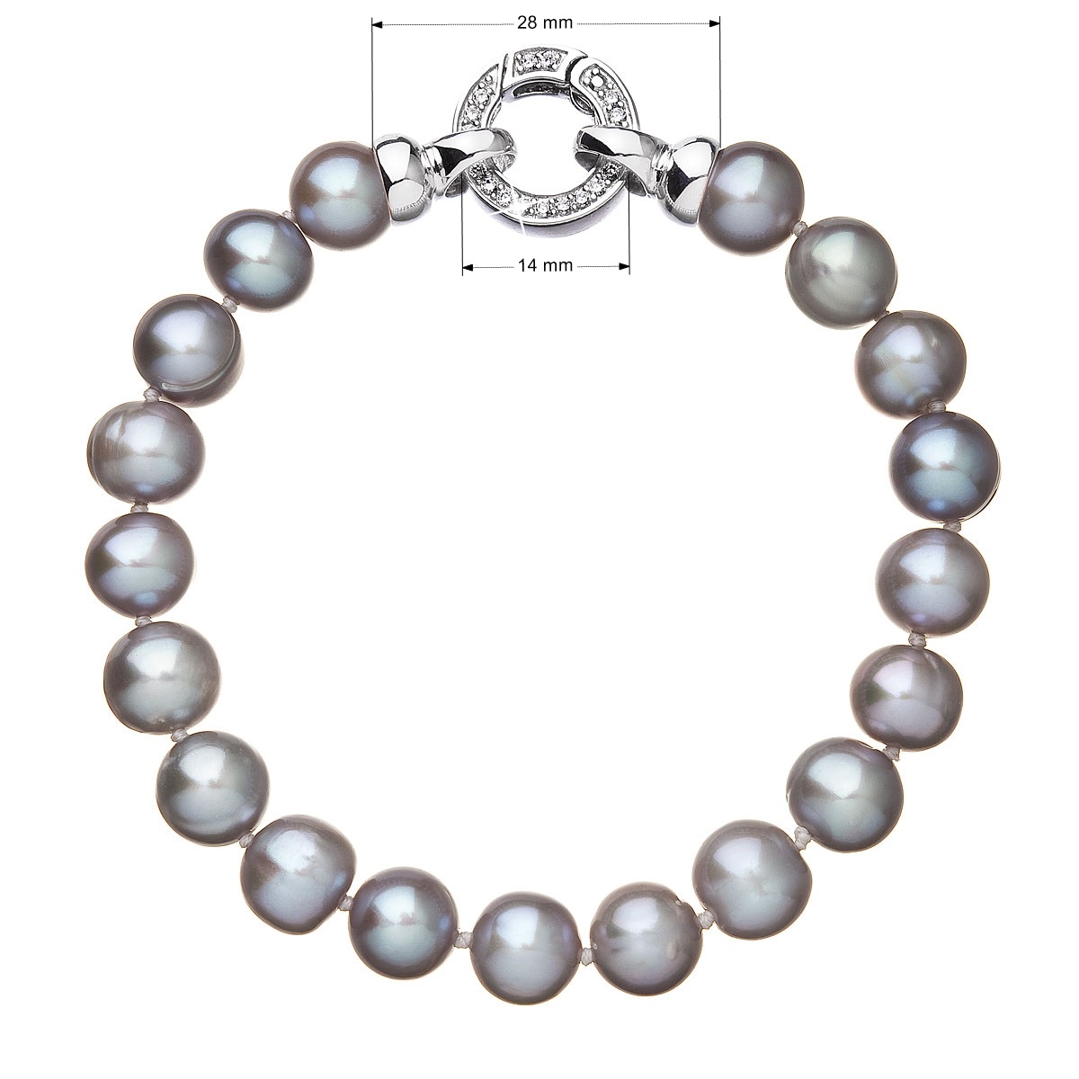 Perlový náramek z pravých říčních perel šedý EG7244