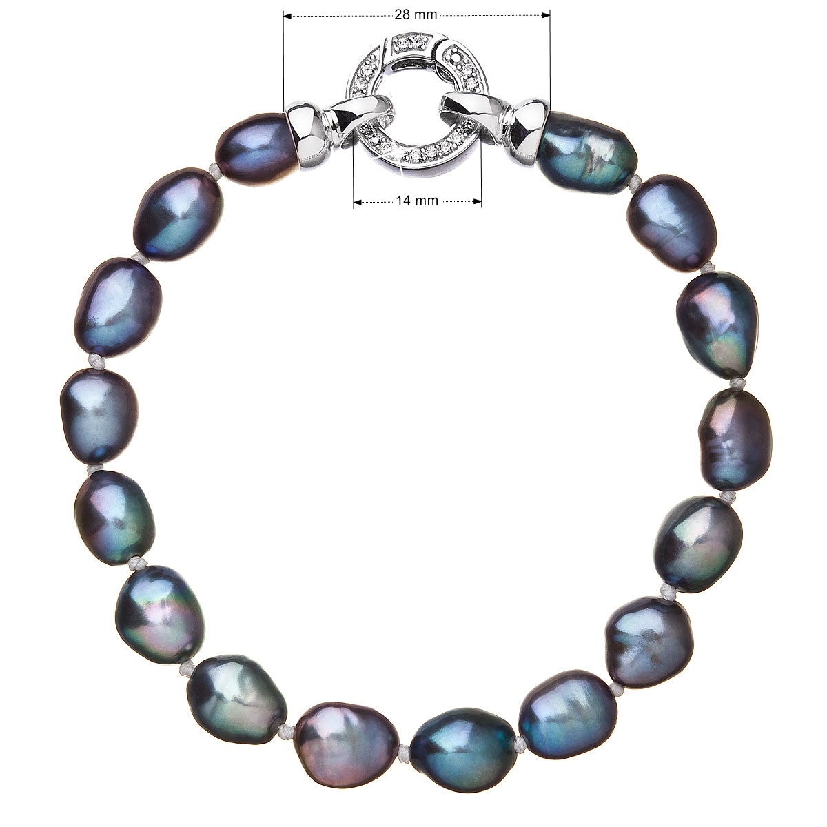 Perlový náramek z pravých říčních perel modrý EG7245