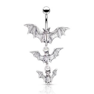 Šperky4U Piercing do pupíku s motivem netopýrů - WP01051