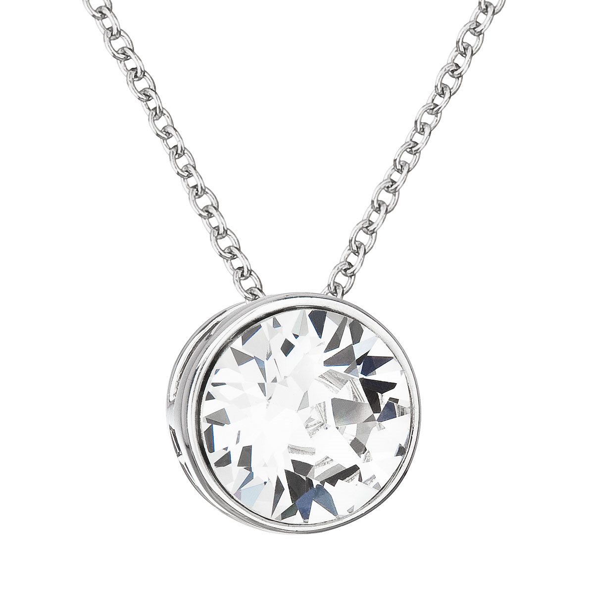 Stříbrný náhrdelník s kulatým kamenem Crystals from Swarovski EG4106-CR