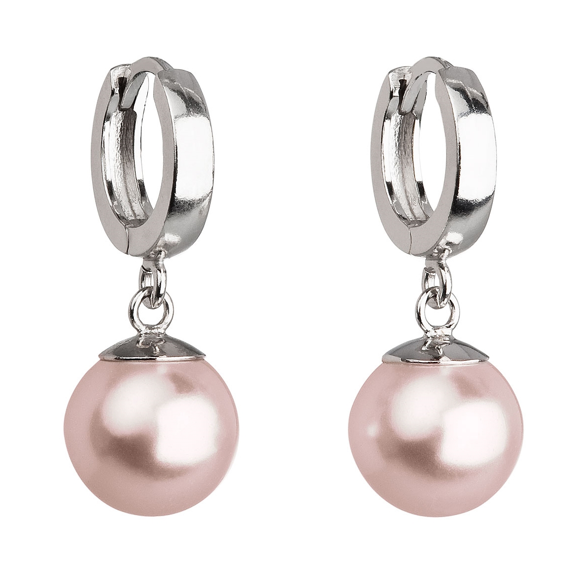 Stříbrné náušnice s perlou Crystals from Swarovski® Rosaline EG2071-RO