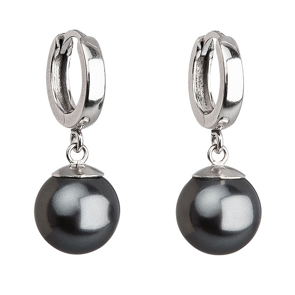 Stříbrné náušnice s perlou Crystals from Swarovski® Grey EG2071-GR