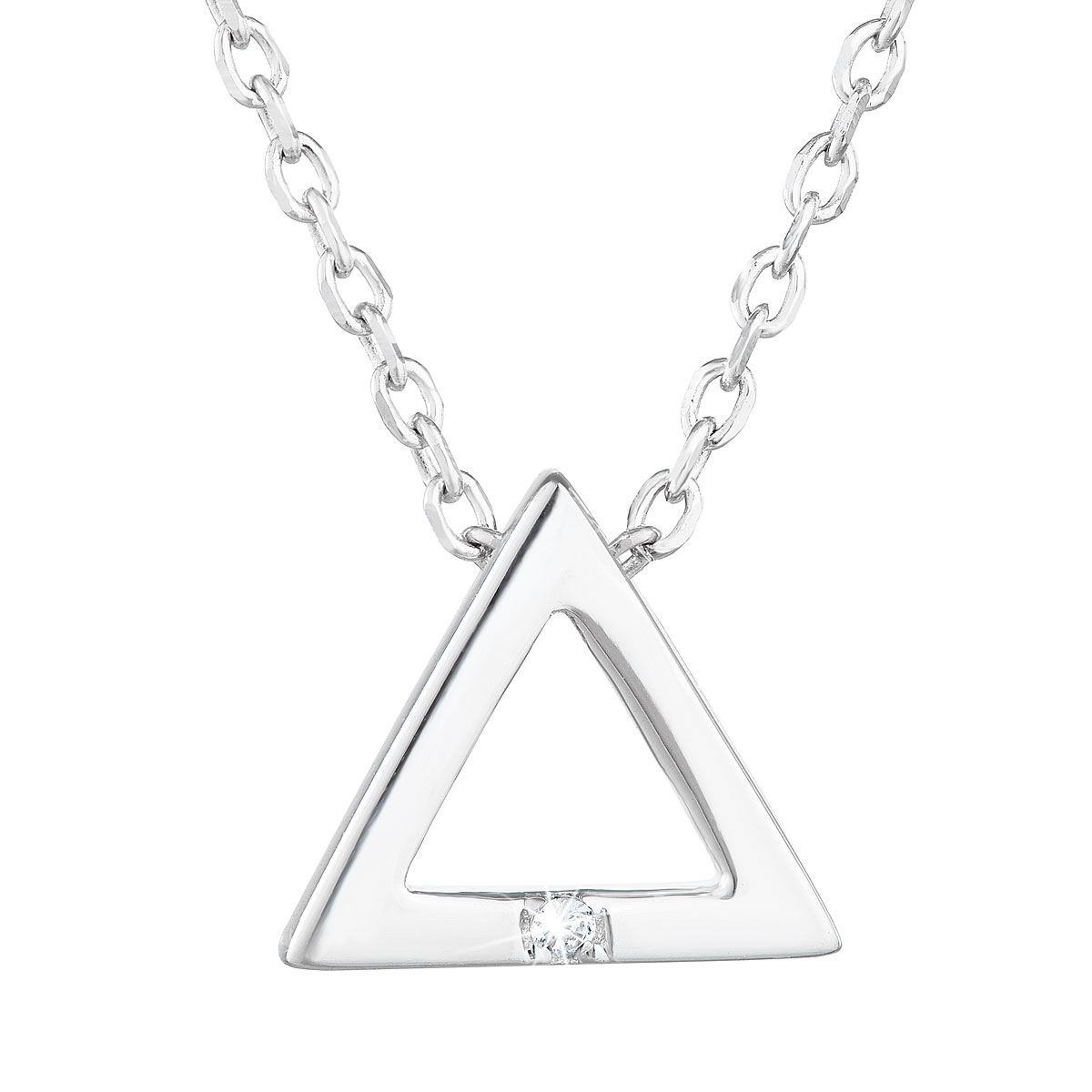 Stříbrný náhrdelník trojúhelník se zirkonem EG4236