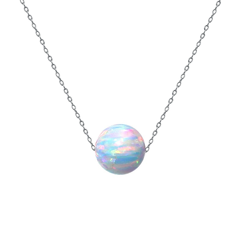 Ocelový náhrdelník s opálem - kulička 6 mm NBP61-OP17