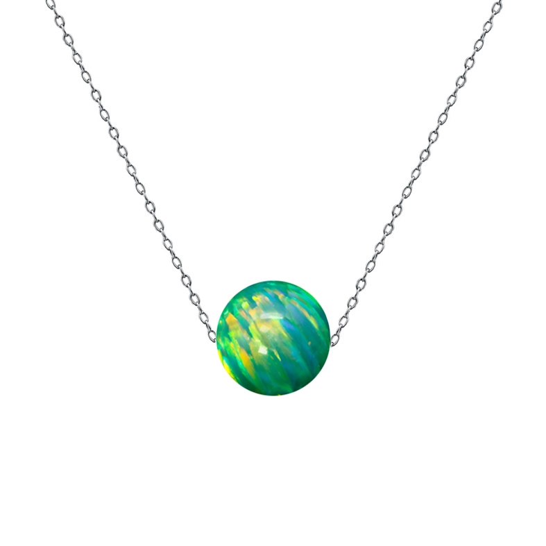 Ocelový náhrdelník s opálem - kulička 6 mm NBP61-OP11
