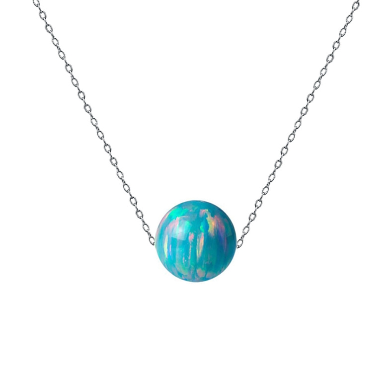 Ocelový náhrdelník s opálem - kulička 6 mm NBP61-OP02