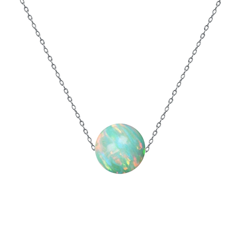 Ocelový náhrdelník s opálem - kulička 6 mm NBP61-OP03