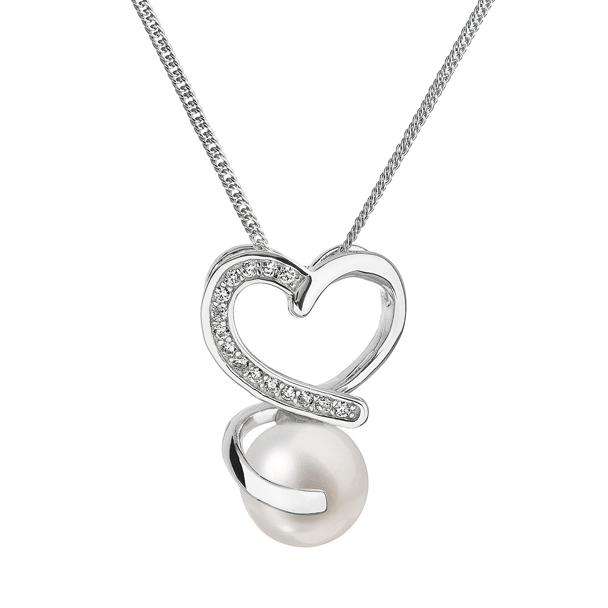 Stříbrný náhrdelník s řetízkem z pravou říční perlou EG4202