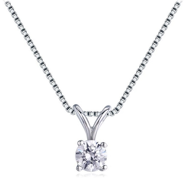 Stříbrný náhrdelník s kulatým čirým kamenem NB-2088-C