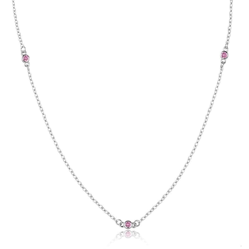 Stříbrný náhrdelník s růžovými zirkony NB-2089-P