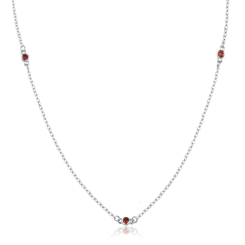 Stříbrný náhrdelník s červenými zirkony NB-2089-R