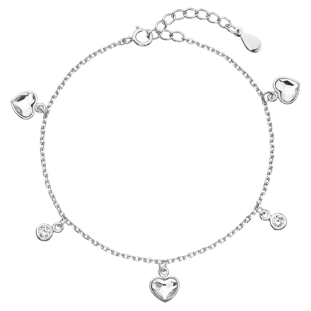 Stříbrný náramek se srdíčky a kamínky Crystals from Swarovski® EG7053