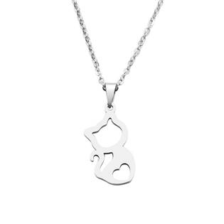 OPD0206-ST Ocelový náhrdelník s kočičkou