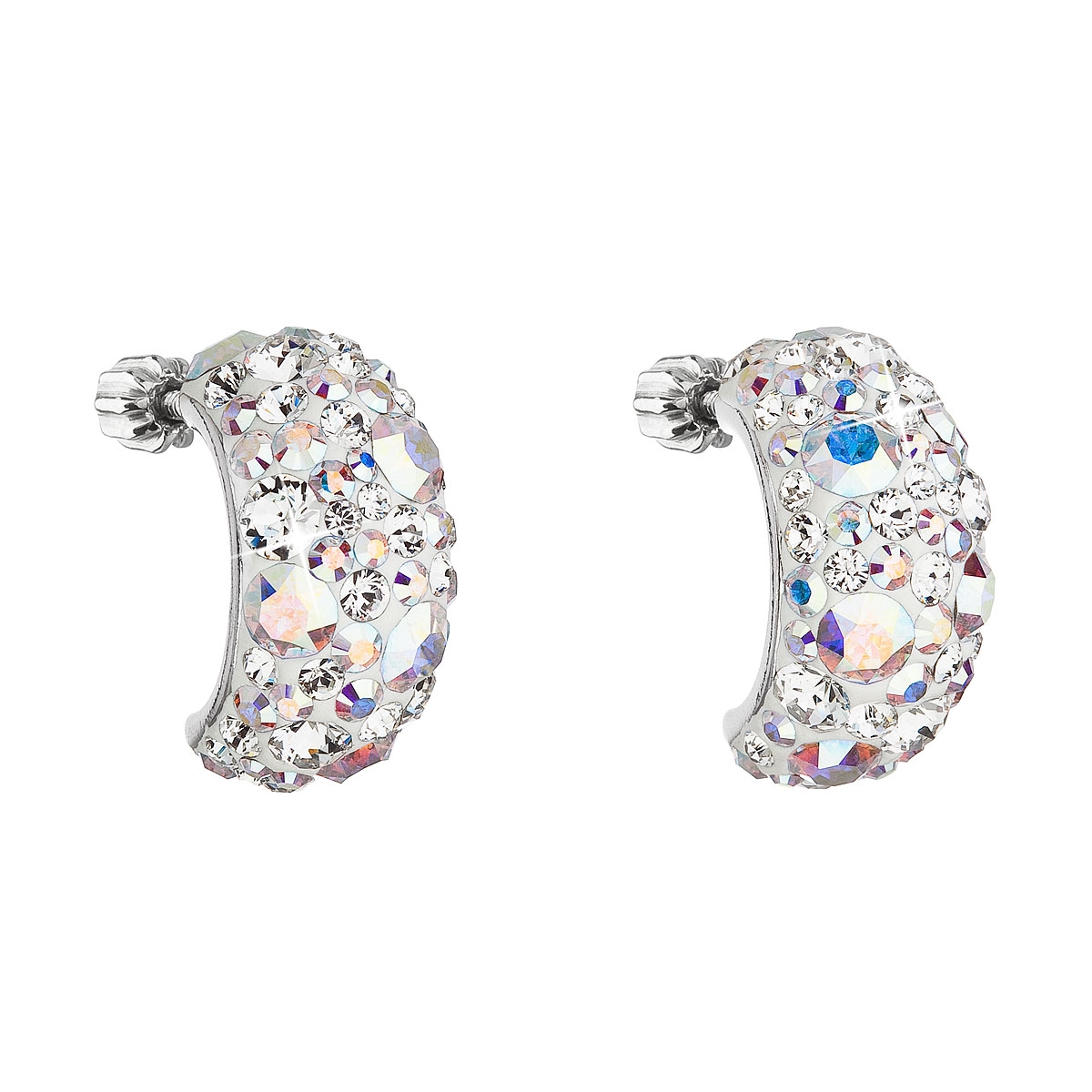 Stříbrné šroubovací náušnice s krystaly Crystals from Swarovski® AB EG2002-AB