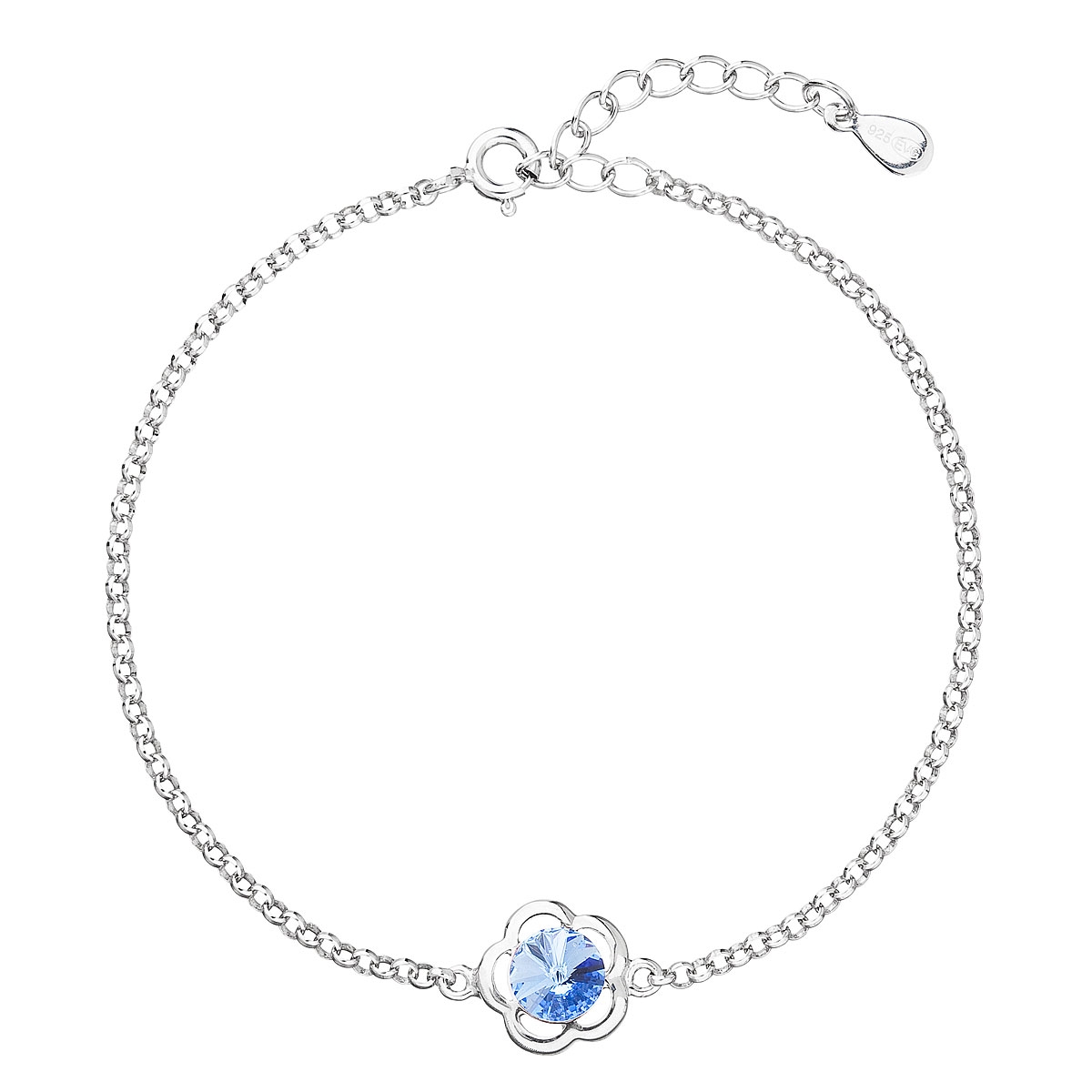 Stříbrný náramek s tyrkysovým kamenem Crystals from Swarovski® Light Sapphire EG7057-AQ