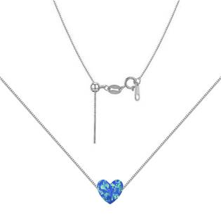 NBS03-OP05 Stříbrný náhrdelník srdce opál