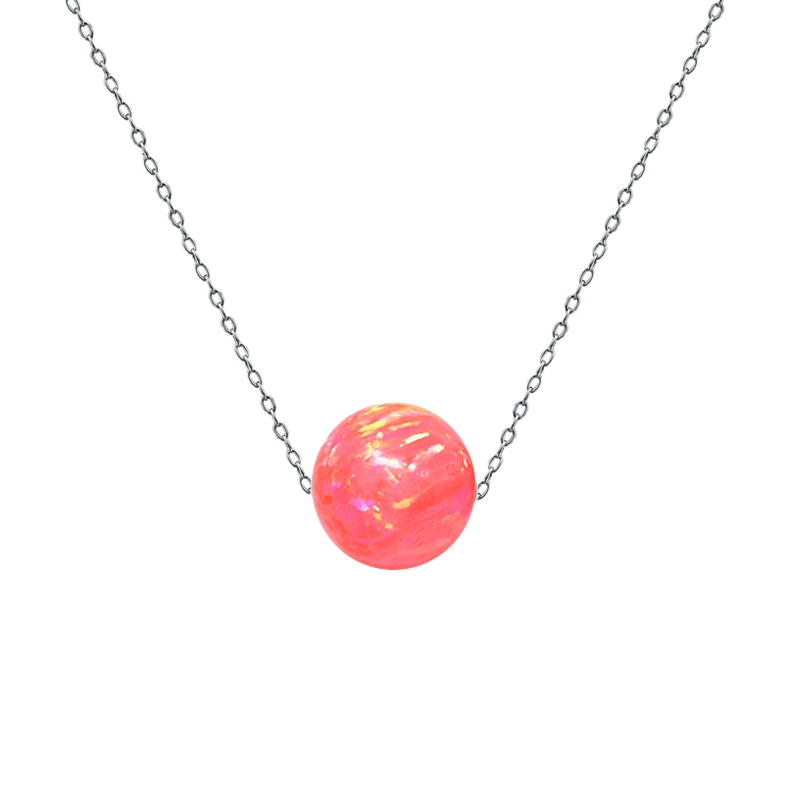 Ocelový náhrdelník s opálem - kulička 6 mm NBP61-OP57