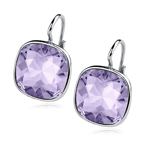 Stříbrné náušnice s kameny Crystals from Swarovski®, barva: VIOLET CS5641-VI